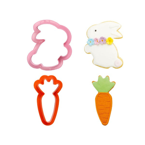 Easter Rabbit & Carrot Cookie Cutters, Set Of 2