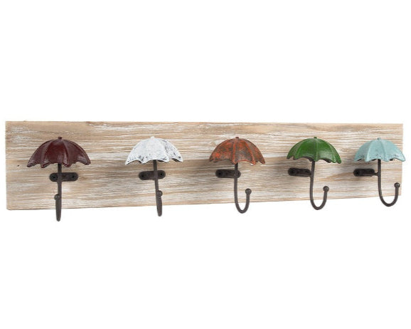 Wall Mounted Wooden 5 Hook Coat Rack, 60cm