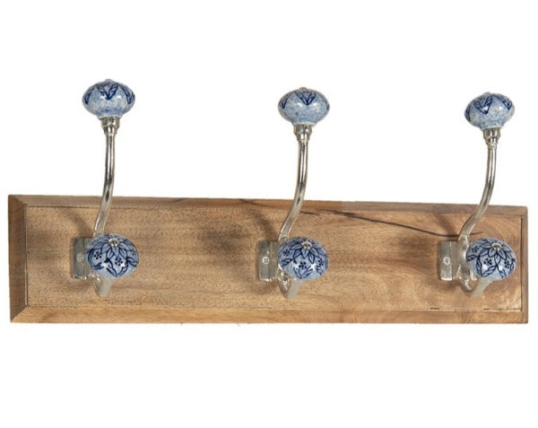 Wall Mounted Wooden 3 Hook Coat Rack, 45cm