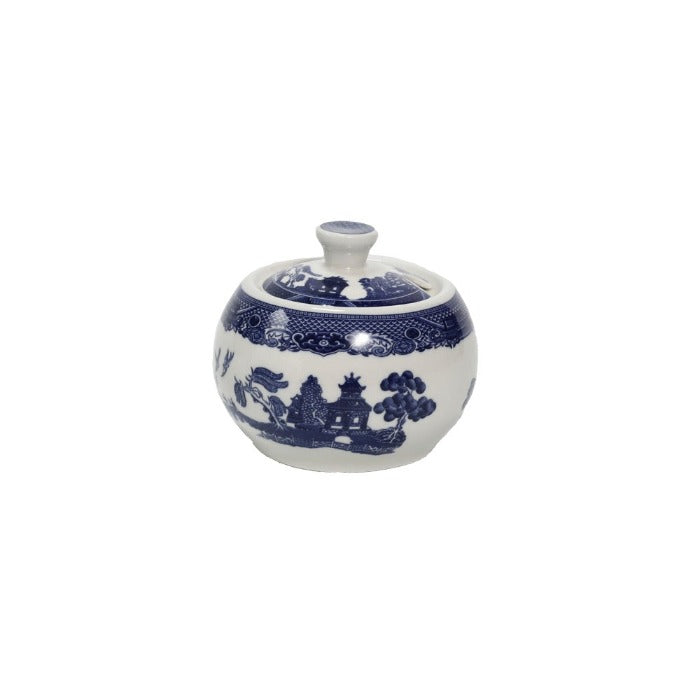 Blue Willow Pattern Covered Sugar Bowl