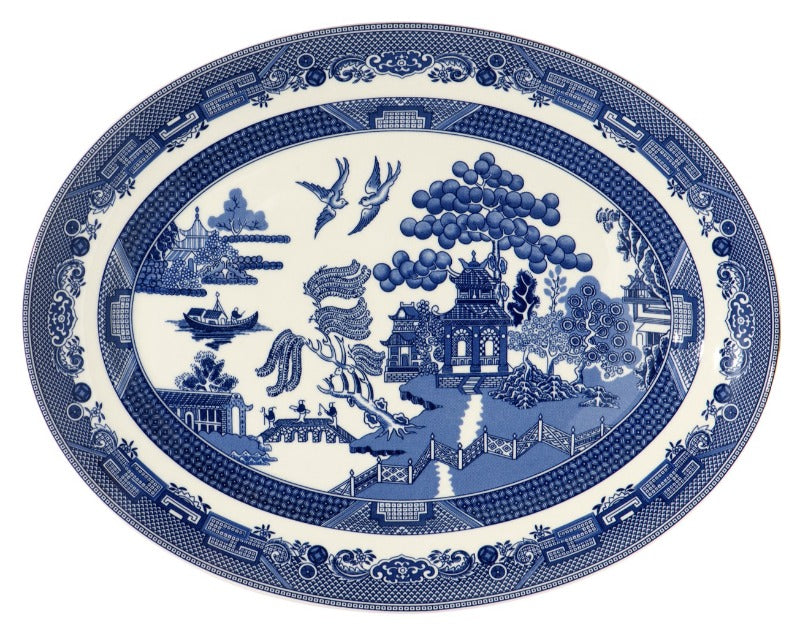 Blue Willow Pattern Oval Platter, 35cm