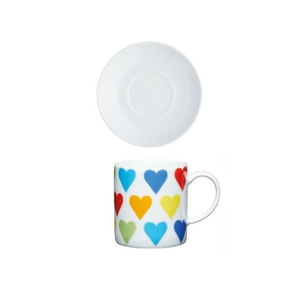 Porcelain Plain White Espresso Saucer, Hearts