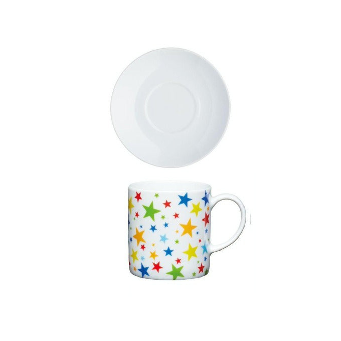 Porcelain Plain White Espresso Saucer, Stars (k76M)