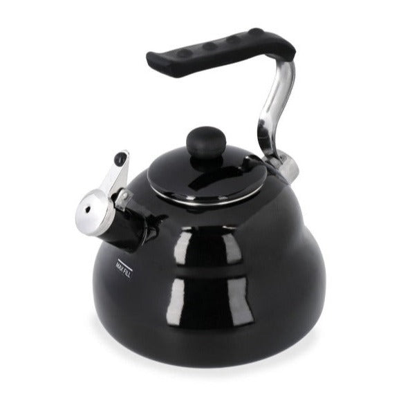 La Cafetière Steel Whistling Kettle, 2L, Black