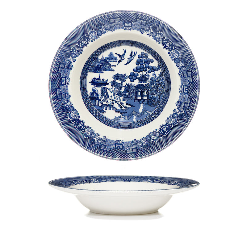 Blue Willow Pattern Rimmed Soup & Cereal Bowl, 22cm