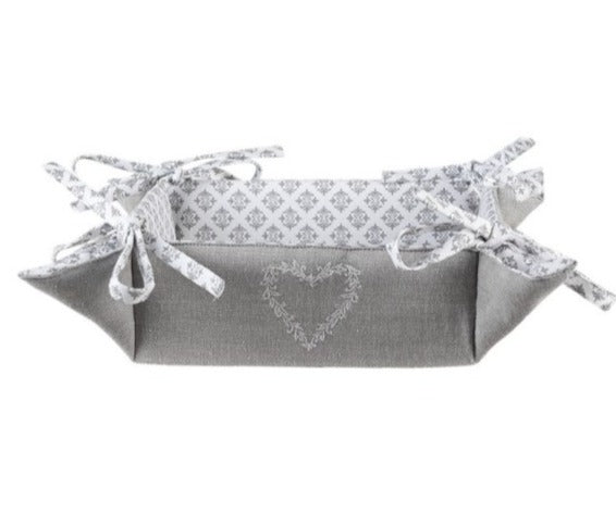 Reversible Cotton Bread & Napkin Basket, Grey