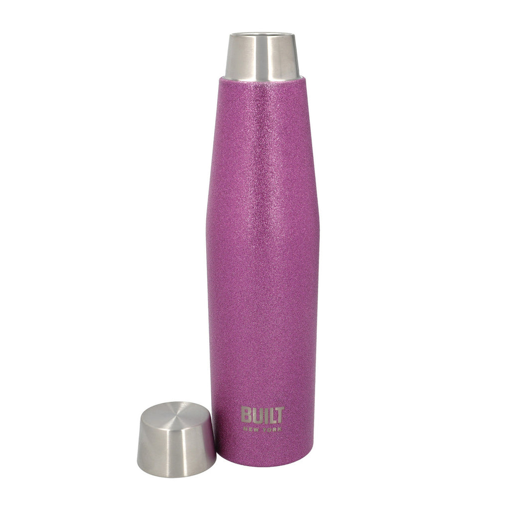 Built Double Walled Insulated Drinks Bottle, 540ml, Purple Glitter