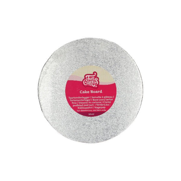 Round Cake Card, Thin, 20cm, Silver