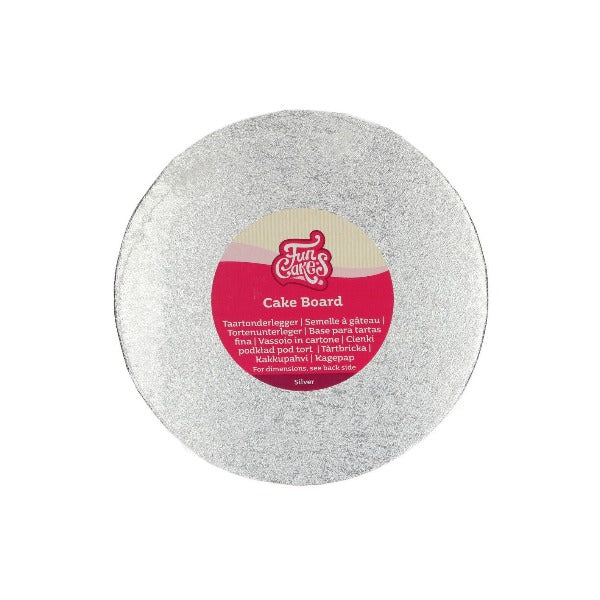 Round Cake Card, Thin, 25cm, Silver