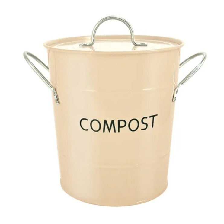 Metal Compost Pail, Buttercream, 3.2L
