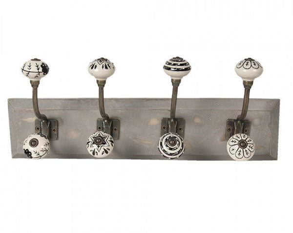 Wall Mounted Wooden 4 Hook Coat Rack, 45cm