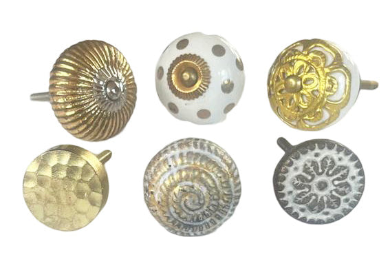 Drawer Knobs, Set Of 6, 3cm - 4.5cm