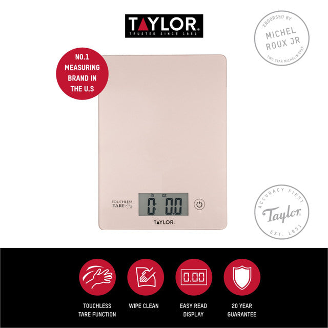 Taylor Pro Digital Dry / Liquid Cooking Scales, Rose Gold