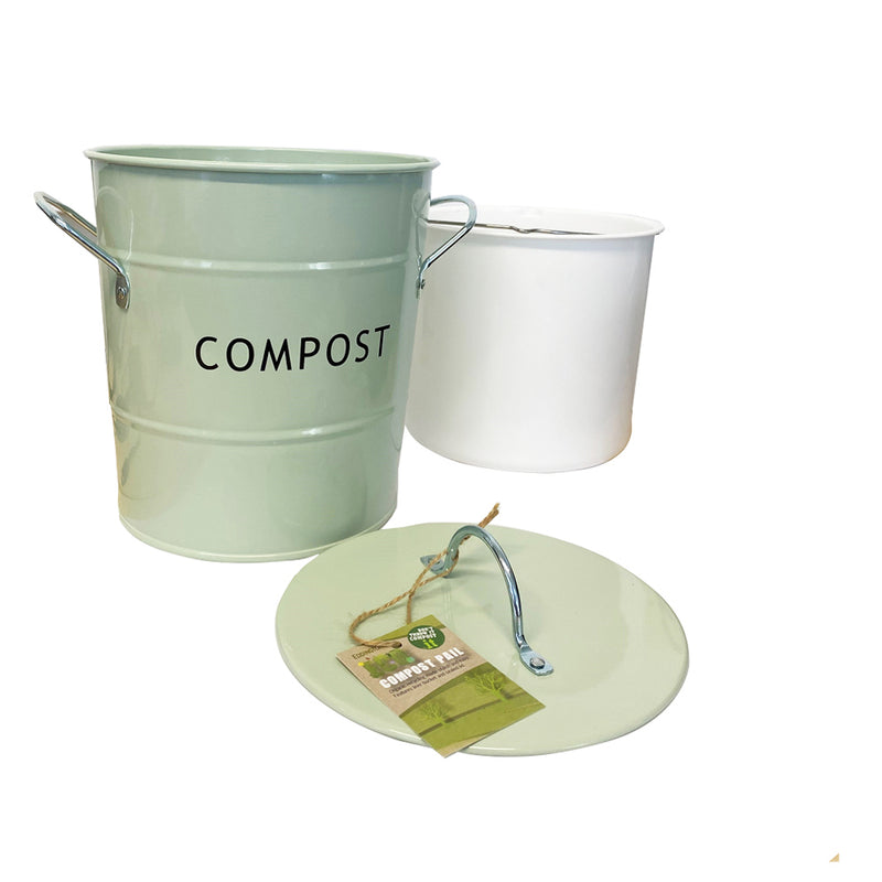 Metal Compost Pail, Duck Egg Blue, 3.2L
