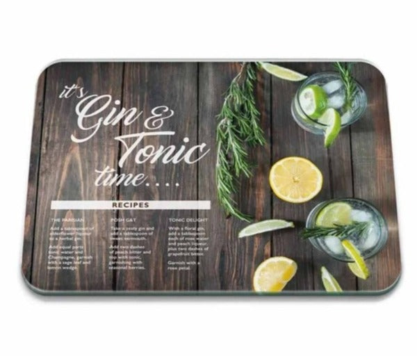 Glass Worktop Saver, Gin & Tonic, Medium, 40cm x 30cm