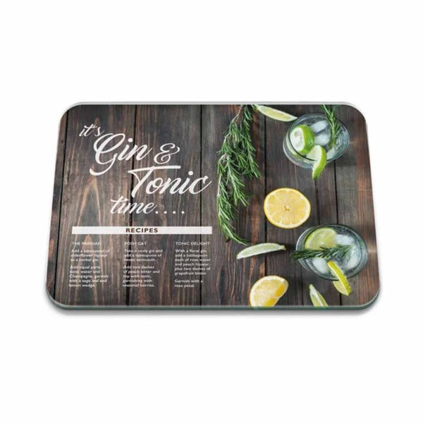 Glass Worktop Saver, Gin & Tonic, Small, 30cm x 22cm