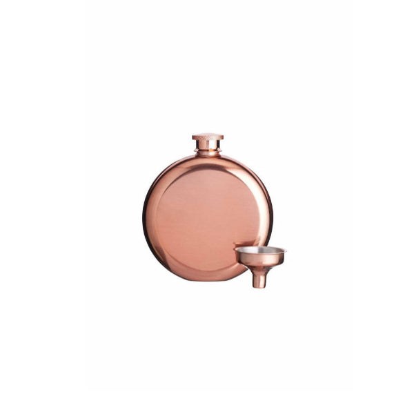 BarCraft Stainless Steel Copper Finish Hip Flask, 140ml