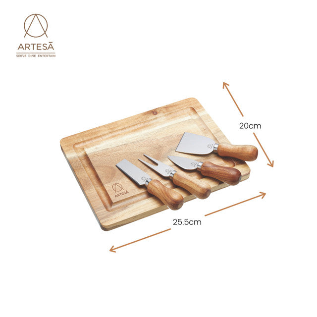 Masterclass Wood Cheese Board & Knife Set