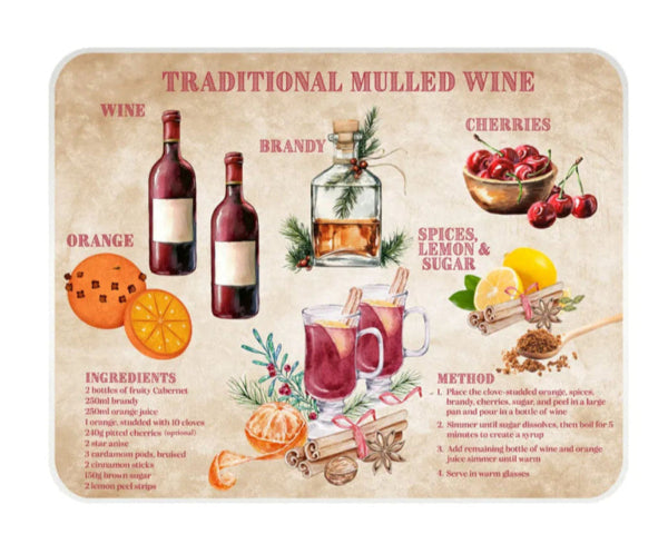 Glass Worktop Saver, Mulled Wine, 40cm x 30cm