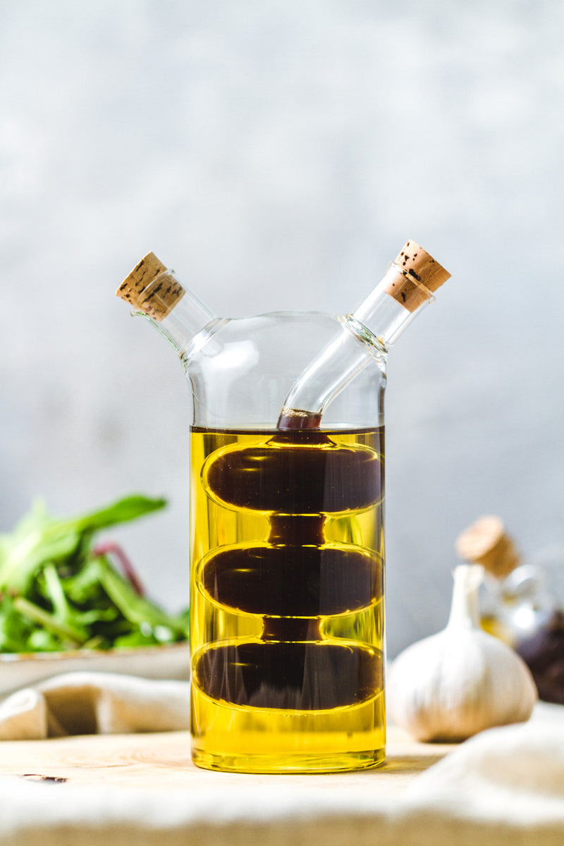Italian Glass Dual Oil & Vinegar Cruet Bottle