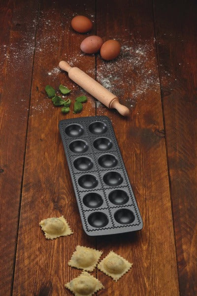 Italian Ravioli Mould Tray With Rolling Pin