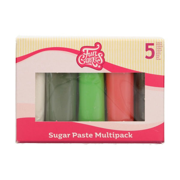 FunCakes Sugar Paste Multipack, 5 x 100g, Christmas