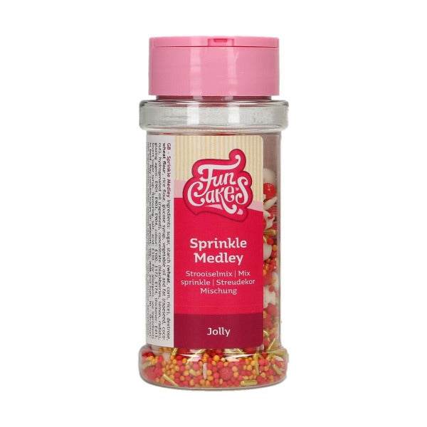 FunCakes Red White Gold Cake Sprinkles, 65g, Jolly