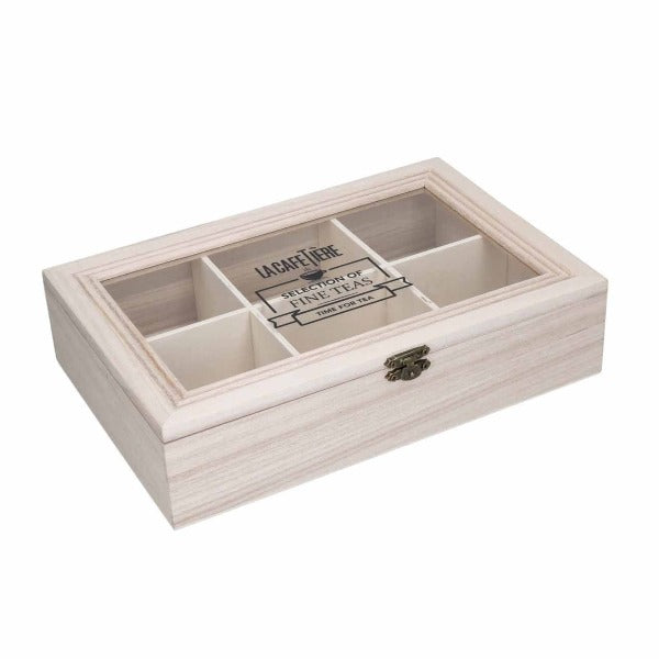 La Cafetière 6 Compartment Wooden Tea Box