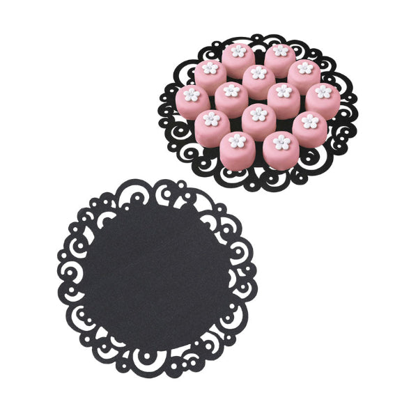 Wilton 20cm Black Patterned Paper Doilies, 16 Piece