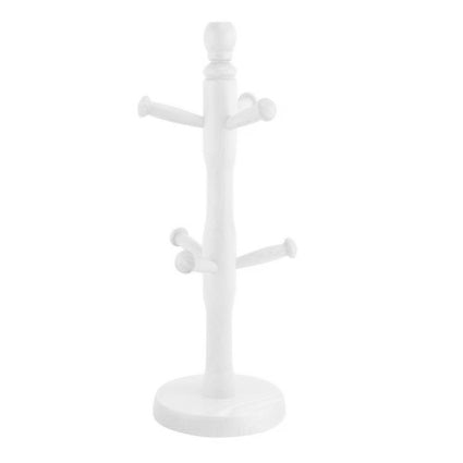 Wooden 6 Peg Mug Tree, White