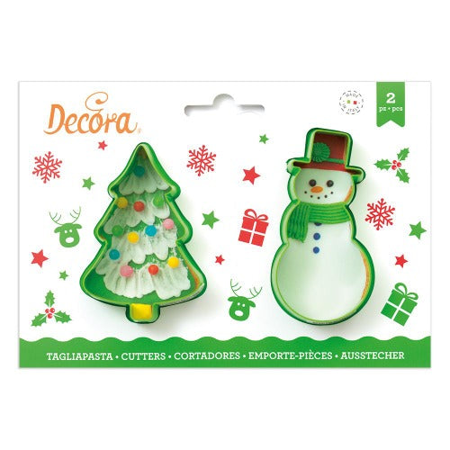 Christmas tree & snowman Cookie cutter, Set Of 2 (D069)