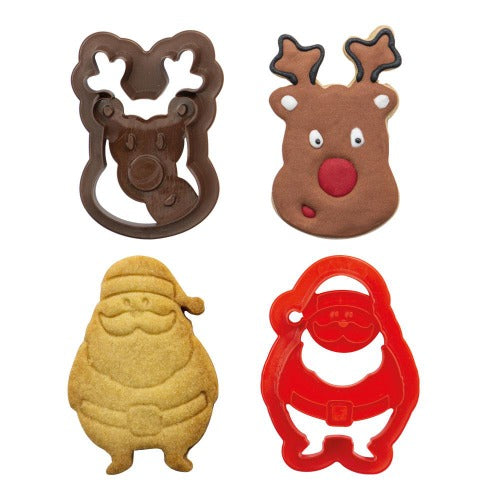 Santa & Reindeer Christmas Cookie Cutters, Set Of 2 (D095)