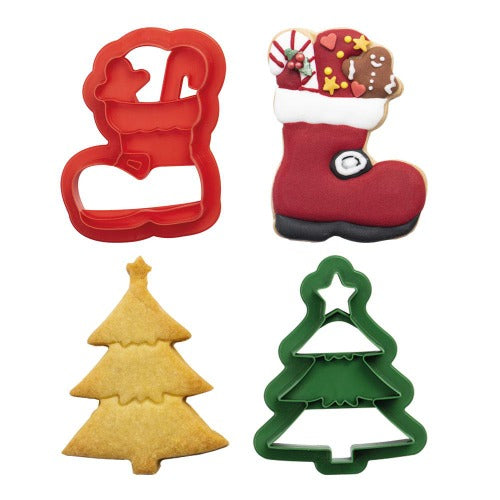 Christmas Tree & Boot Cookie Cutters, Set Of 2 (D096)