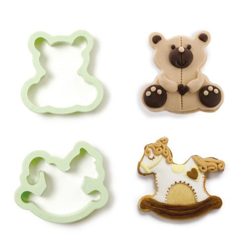 Teddy Bear & Rocking Horse Cookie Cutters, Set Of 2 (D195)