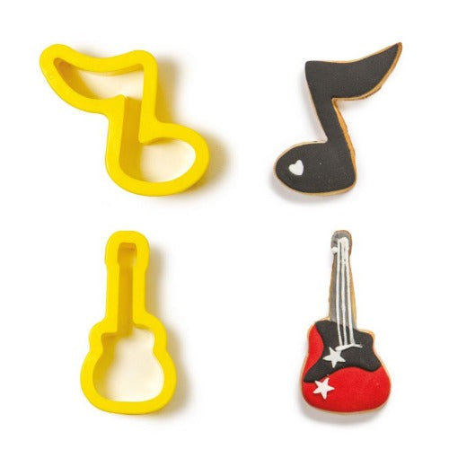 Guitar & Music Note Cookie Cutter, Set Of 2
