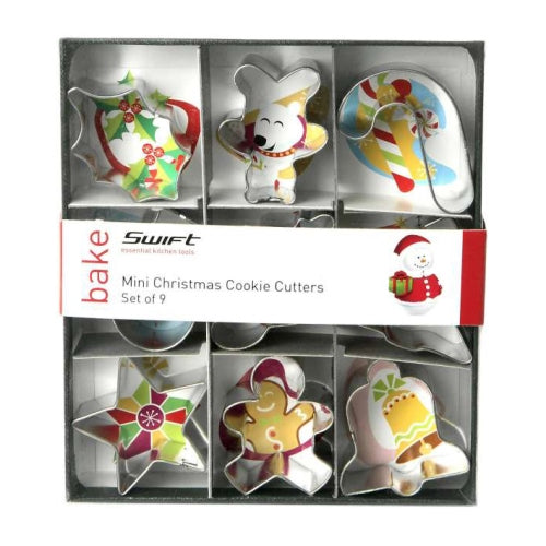 Mini Christmas Cookie Cutters, Set Of 9, 4cm (D74e)