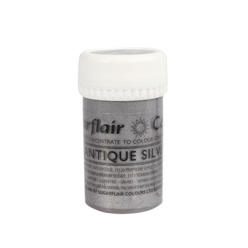 Sugarflair Satin Paste Colour, 25g, Antique Silver