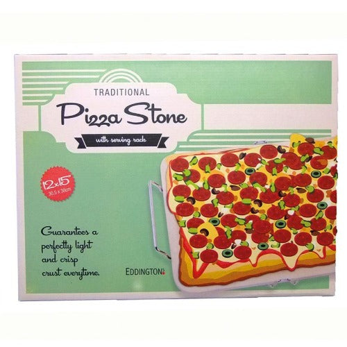 Rectangular Pizza Stone with Metal Rack