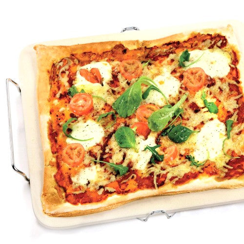 Rectangular Pizza Stone with Metal Rack