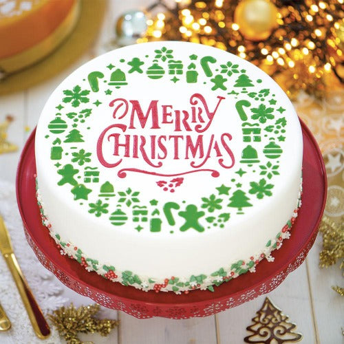 Decora Merry Christmas Wreath Stencil, 25cm