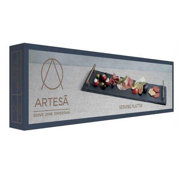 Artesà Slate Serving Platter with Copper Handles, 60cm