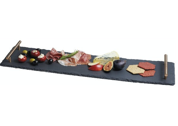 Artesà Slate Serving Platter with Copper Handles, 60cm