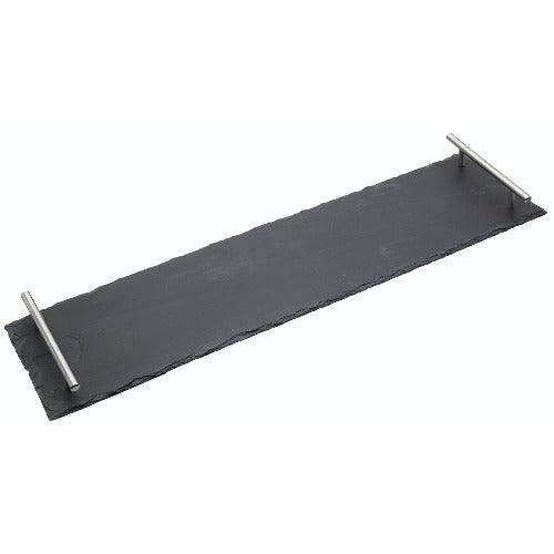 Artesà Slate Serving Platter With Brushed Metal Handles, 60cm