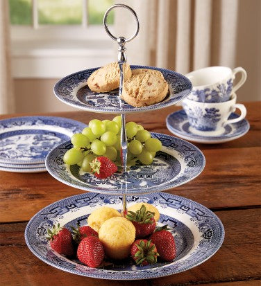 Churchill Blue Willow Pattern 3 Tier Cake Stand