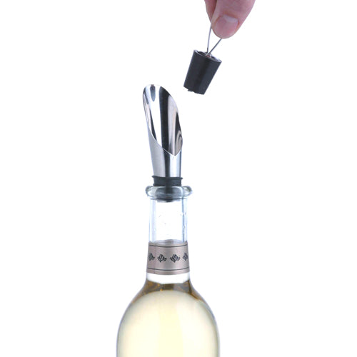 BarCraft Stainless Steel Wine Pourer with Stopper