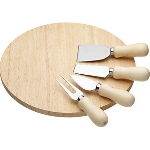 Wooden Cheese Board Set With 4 Cheese Servers
