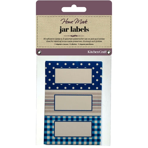 Self-Adhesive Jam Jar Labels, Stitched Stripes, Pack of 30