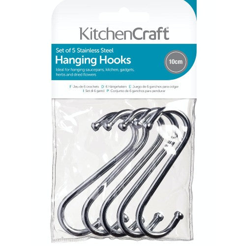 Chrome Plated 'S' Hooks, 10cm, Pack of 5