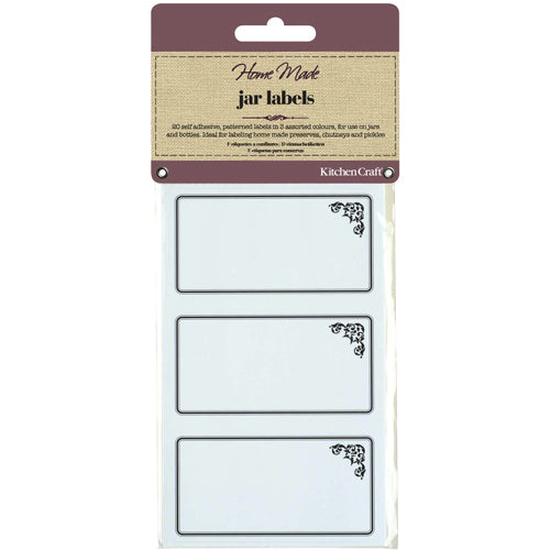 Self-Adhesive Jam Jar Labels, Monochrome, Pack of 20