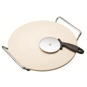 Kitchencraft Pizza Stone & Cutter Set, 32cm